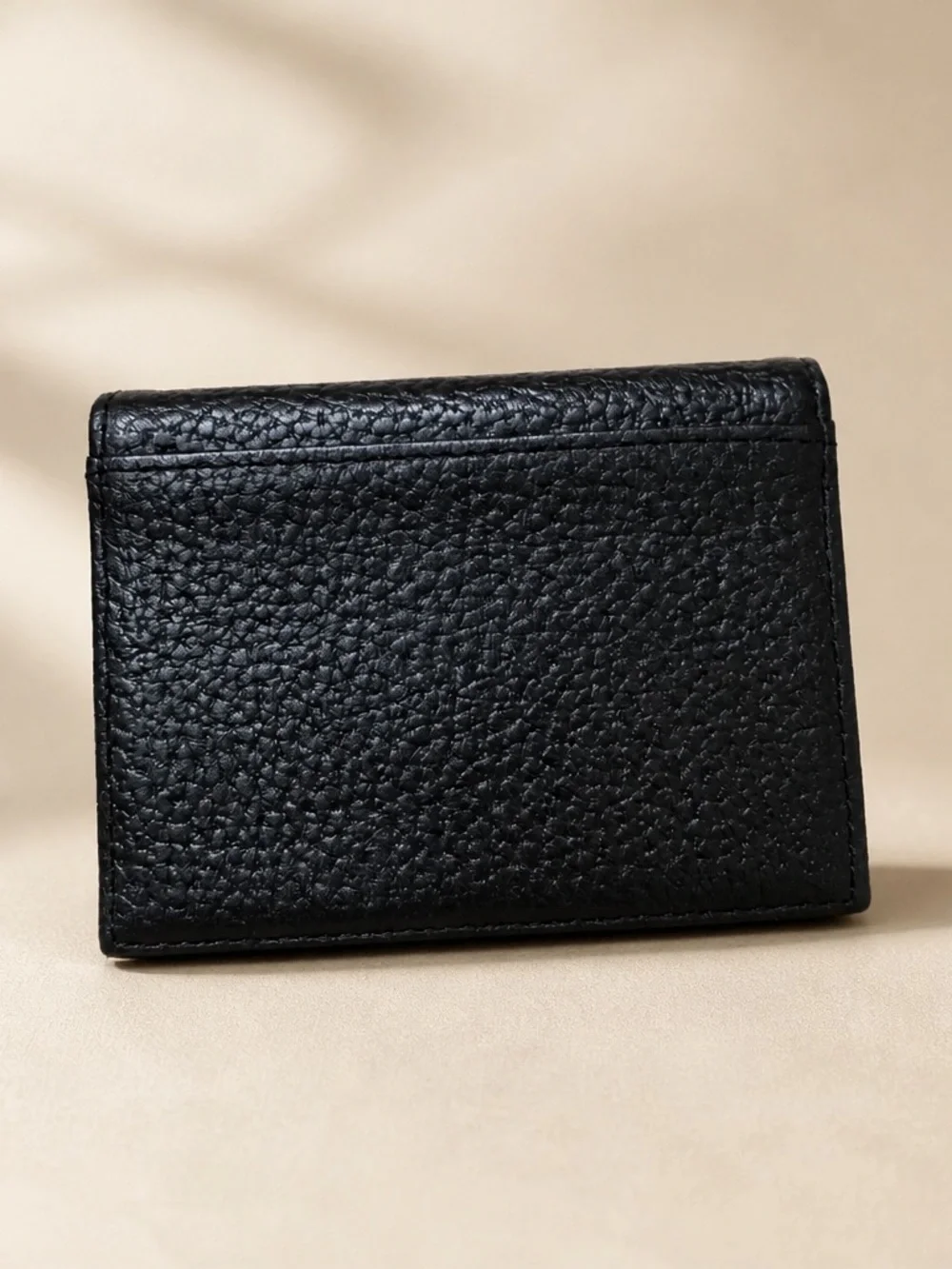 Ted Baker Black Pebbled Leather Card Case with Gold Bow Logo